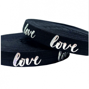 Elastisch Lint 15mm Zwart Love